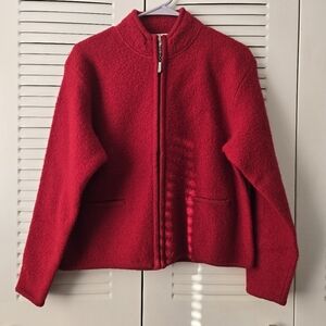 Vintage Norm Thompson Women Red Wool Jacket Size L 165